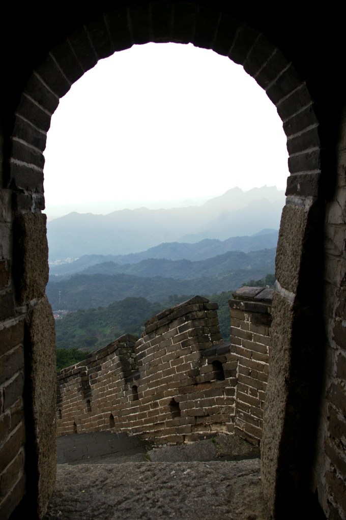 View from a gate along the Great Wall of China
